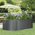 Garten-Hochbeet Anthrazit 212 x 140 x 68 cm Verzinkter Stahl