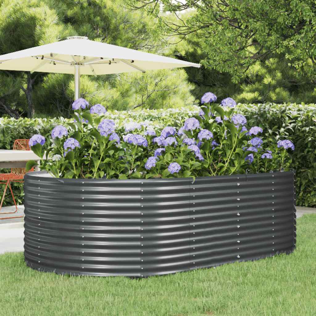 Garten-Hochbeet Anthrazit 212 x 140 x 68 cm Verzinkter Stahl