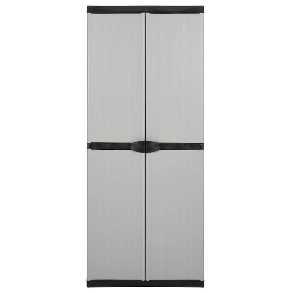 Garten-Lagerschrank mit 3 Böden Grau & Schwarz 68x40x168 cm