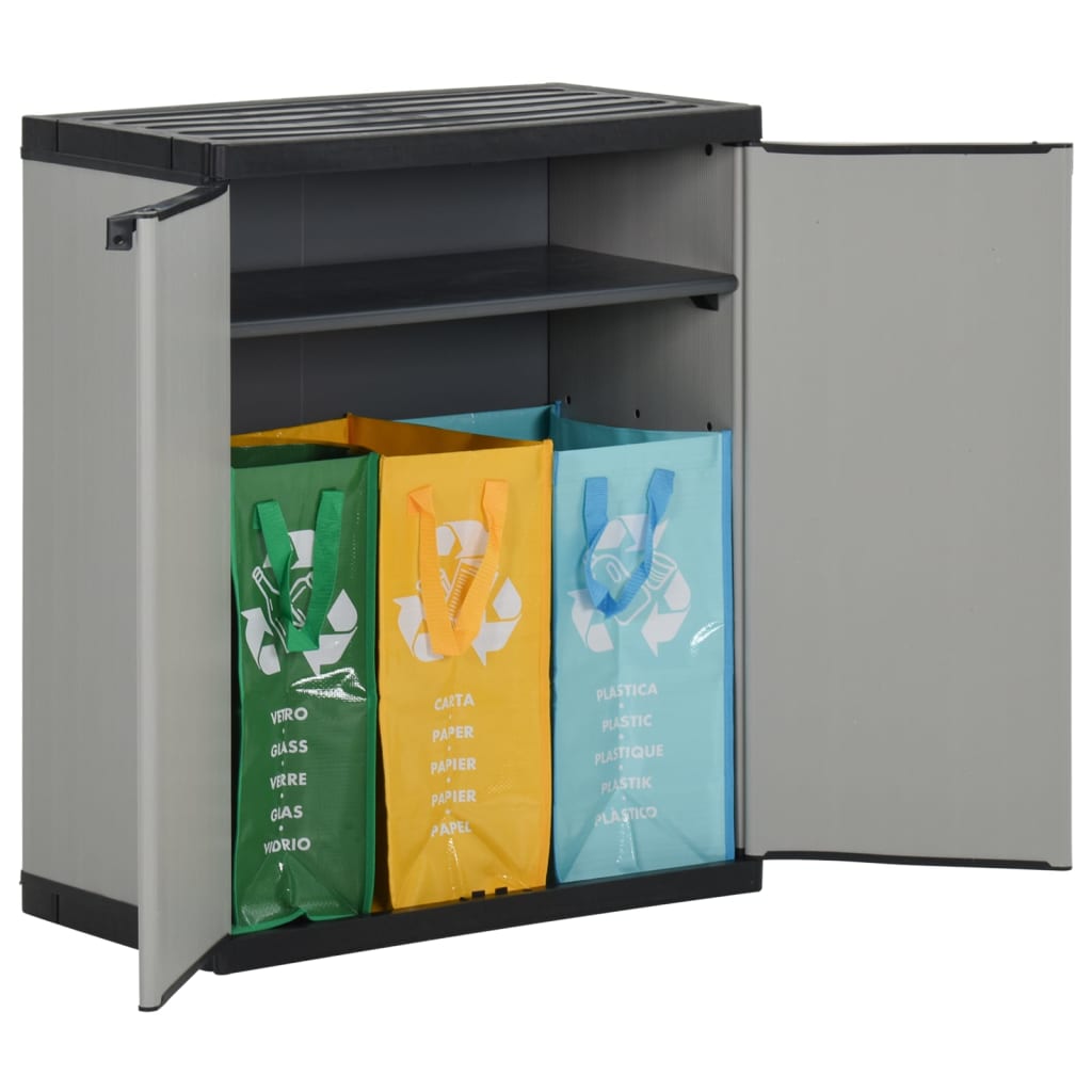 Mülltonnenbox Grau und Schwarz 68x40x85 cm PP
