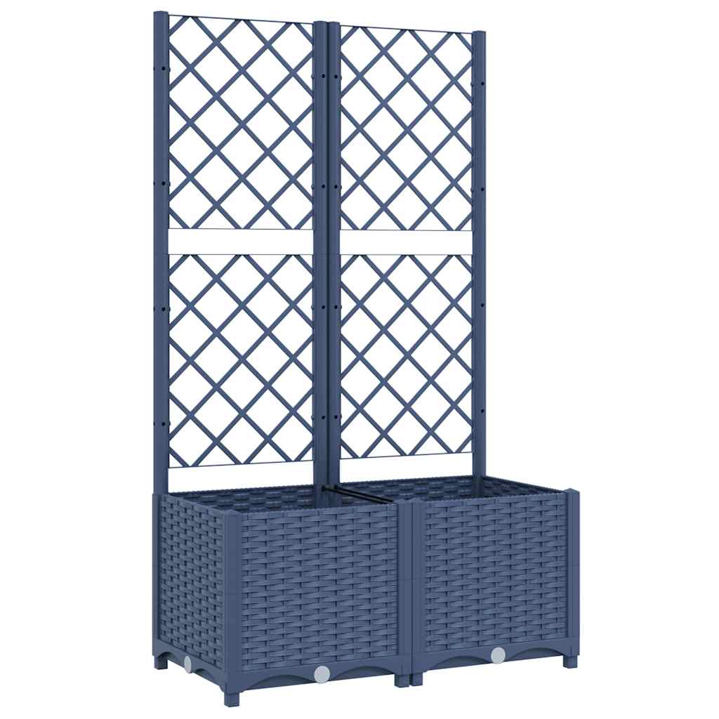 Garten-Pflanzgefäß mit Spalier Blaugrau 80 x 40 x 136 cm PP