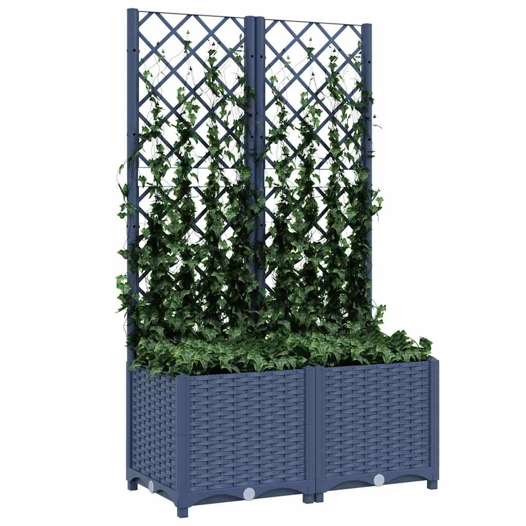 Garten-Pflanzgefäß mit Spalier Blaugrau 80 x 40 x 136 cm PP