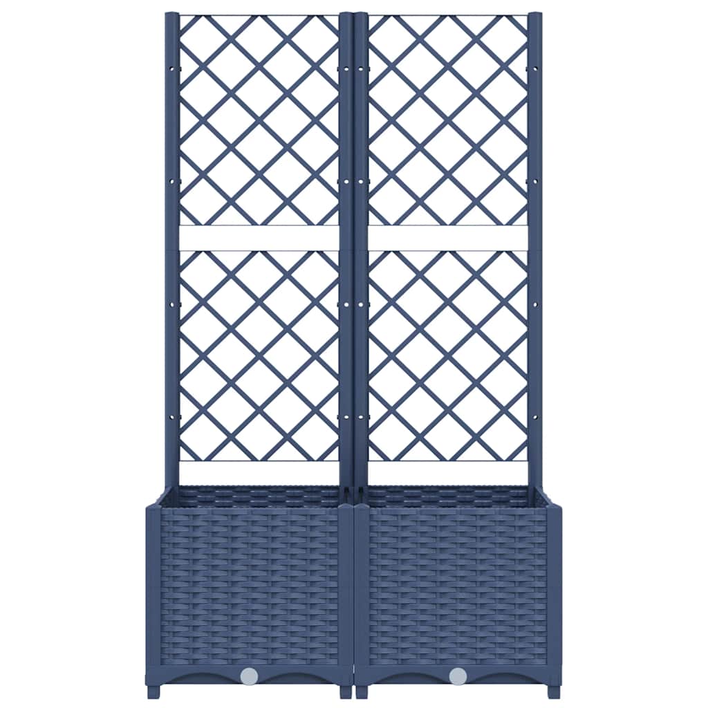 Garten-Pflanzgefäß mit Spalier Blaugrau 80 x 40 x 136 cm PP