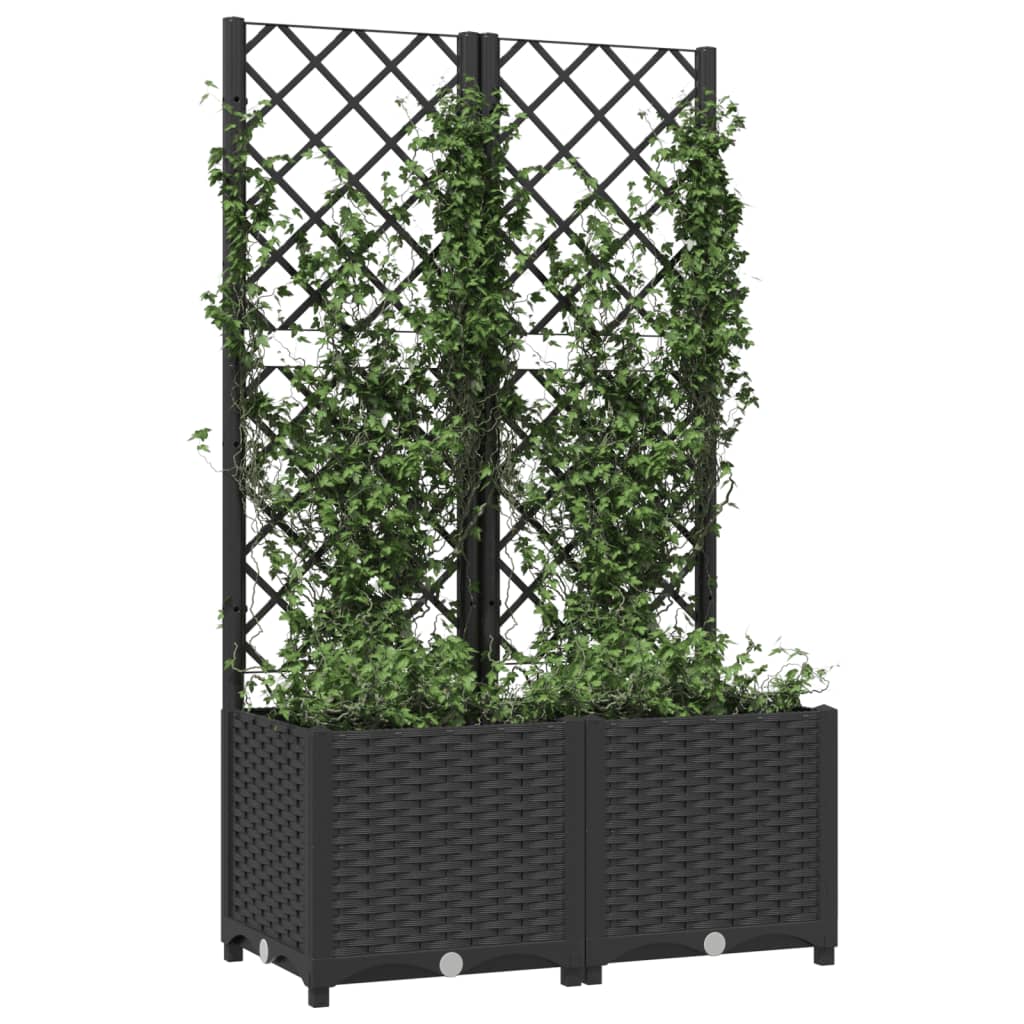 Garten-Pflanzgefäß mit Spalier Schwarz 80 x 40 x 136 cm PP