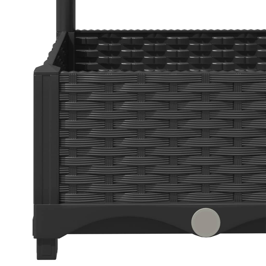 Garten-Pflanzgefäß mit Spalier Schwarz 120 x 40 x 121,5 cm PP