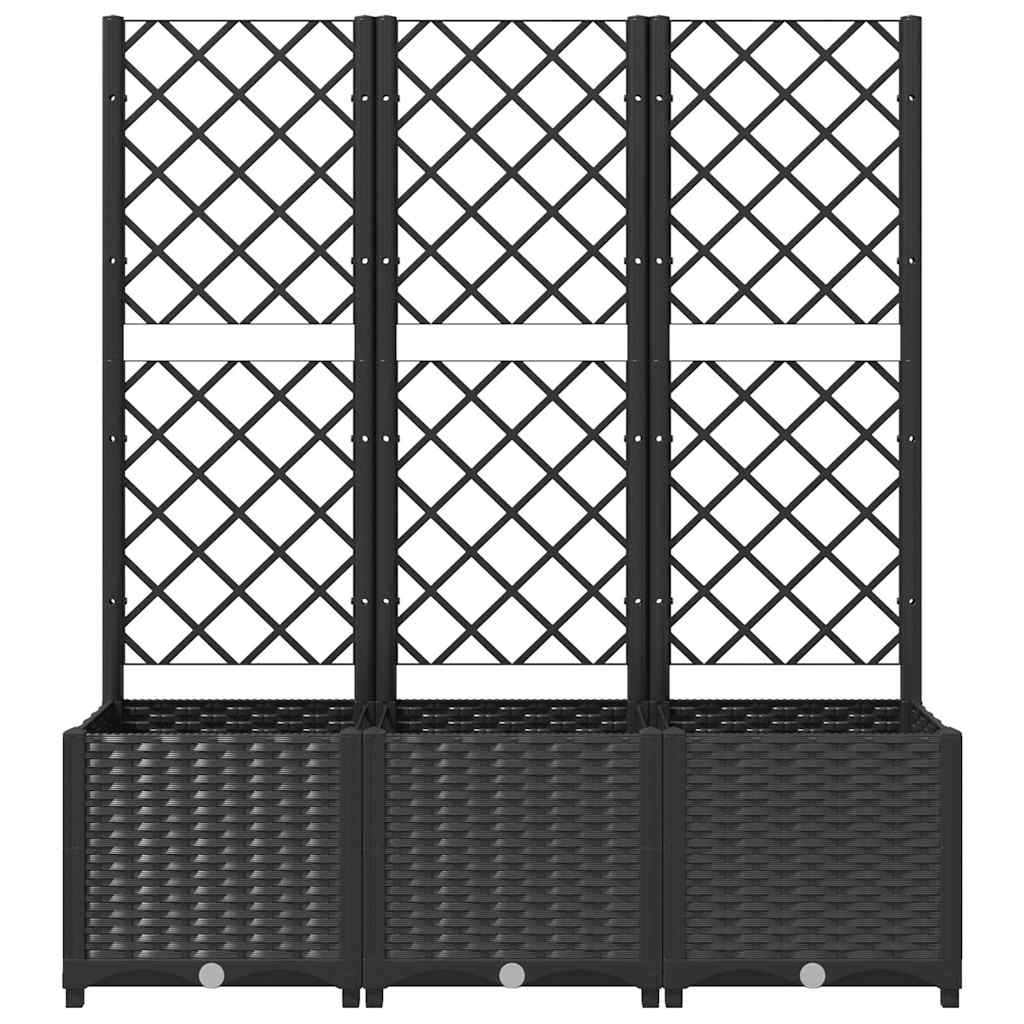 Garten-Pflanzgefäß mit Spalier Schwarz 120 x 40 x 136 cm PP
