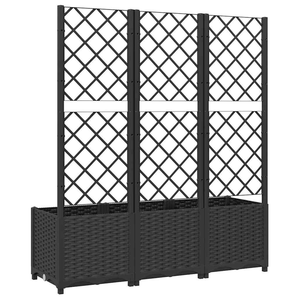 Garten-Pflanzgefäß mit Spalier Schwarz 120 x 40 x 136 cm PP
