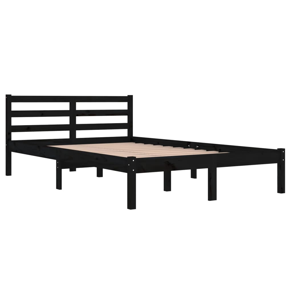 Massivholzbett ohne Matratze Kiefernholz 120x200 cm Schwarz