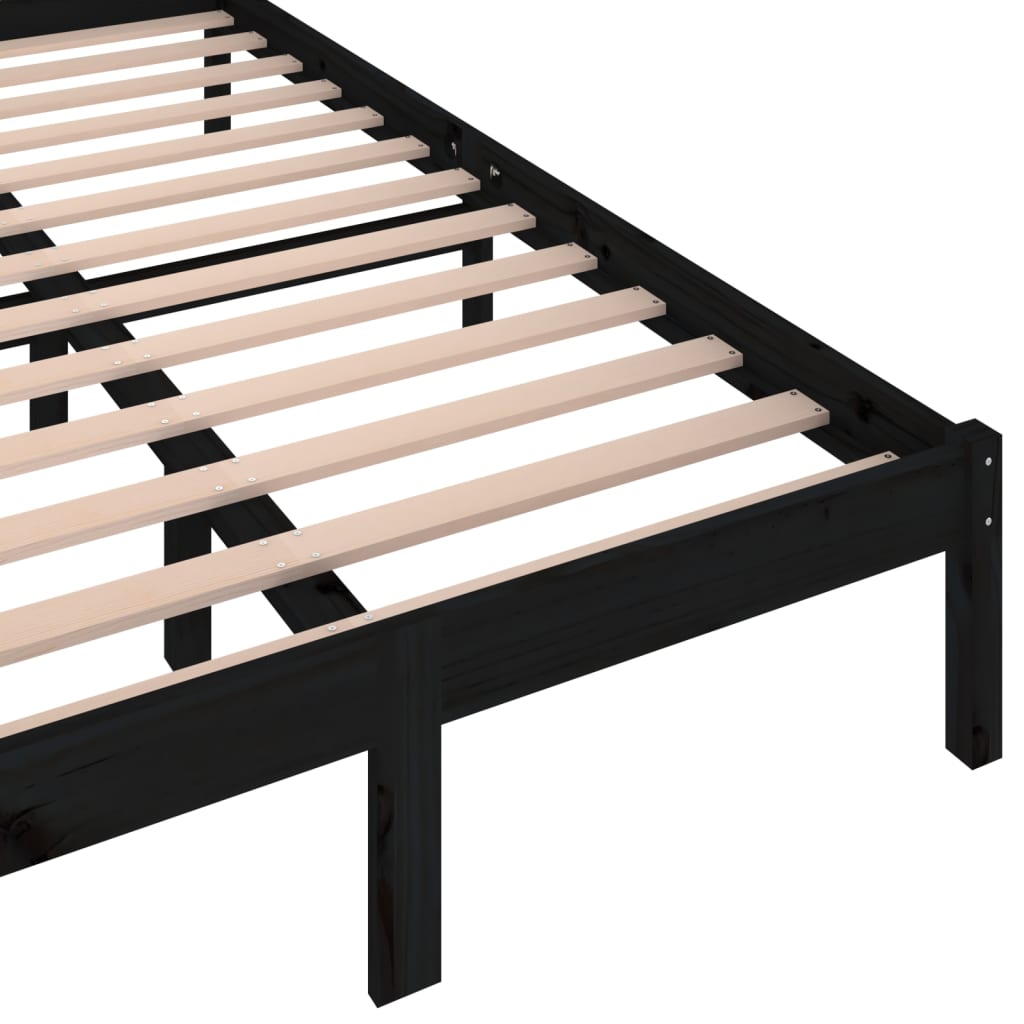 Massivholzbett ohne Matratze Kiefernholz 120x200 cm Schwarz