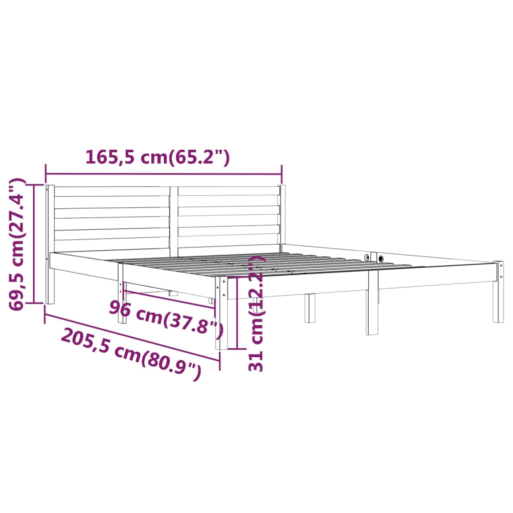 Massivholzbett Kiefer 160x200 cm Grau