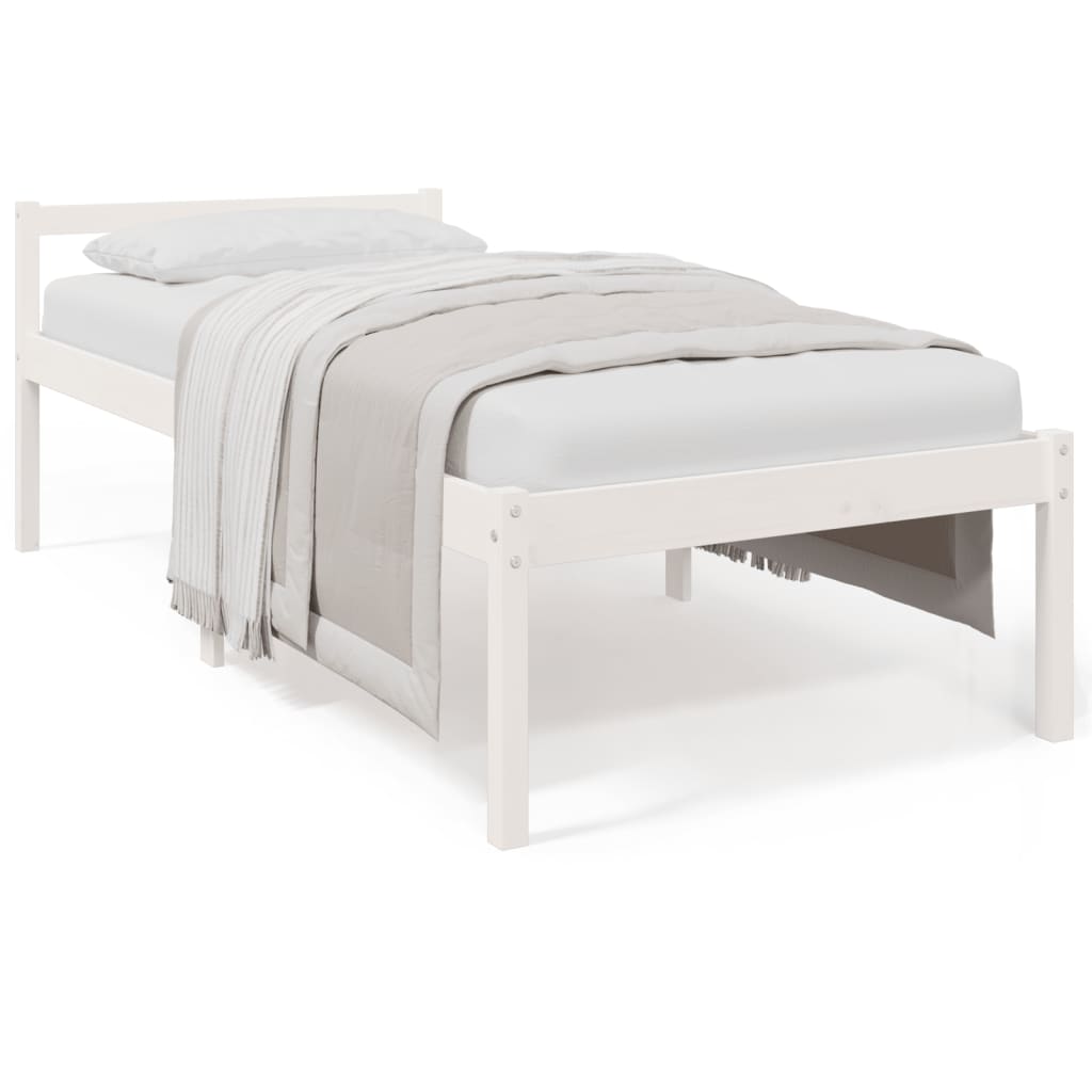 Seniorenbett Weiß 75x190 cm Massivholz Kiefer