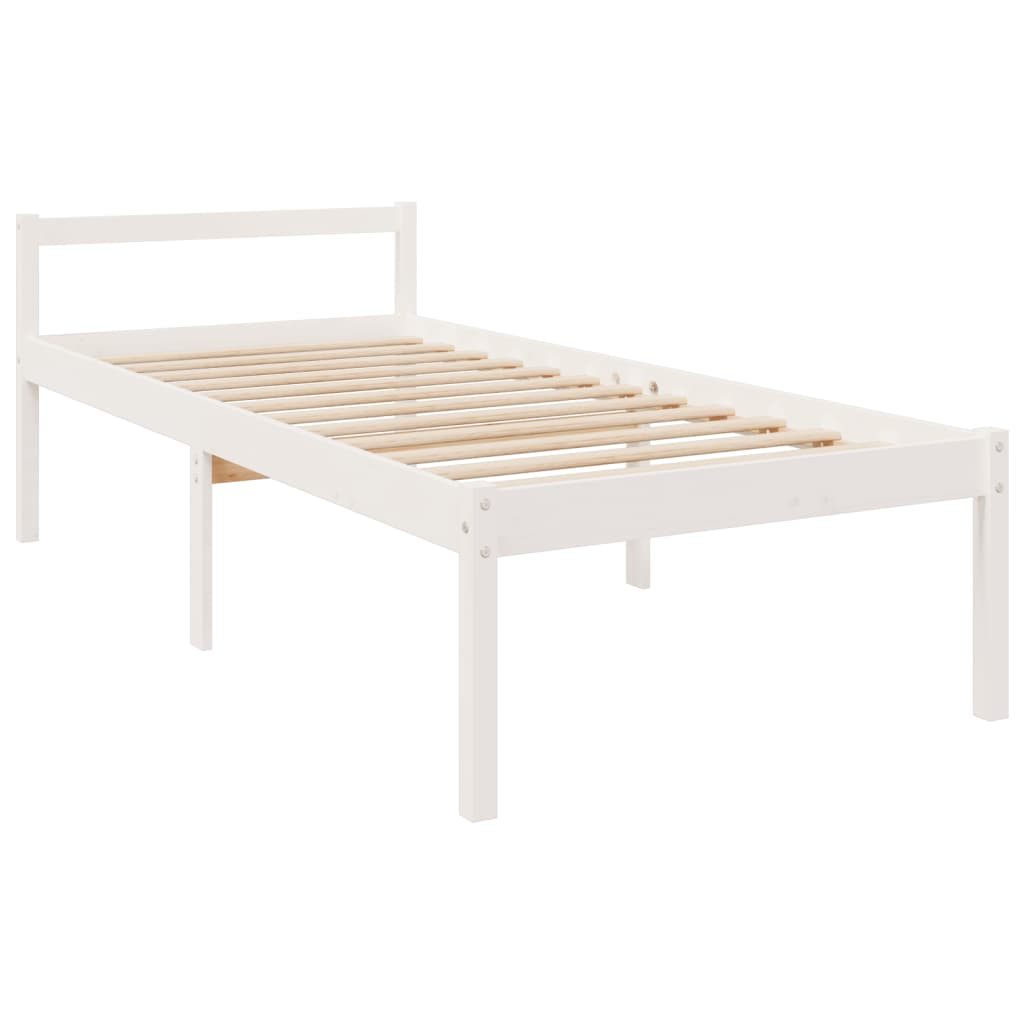 Seniorenbett Weiß 75x190 cm Massivholz Kiefer