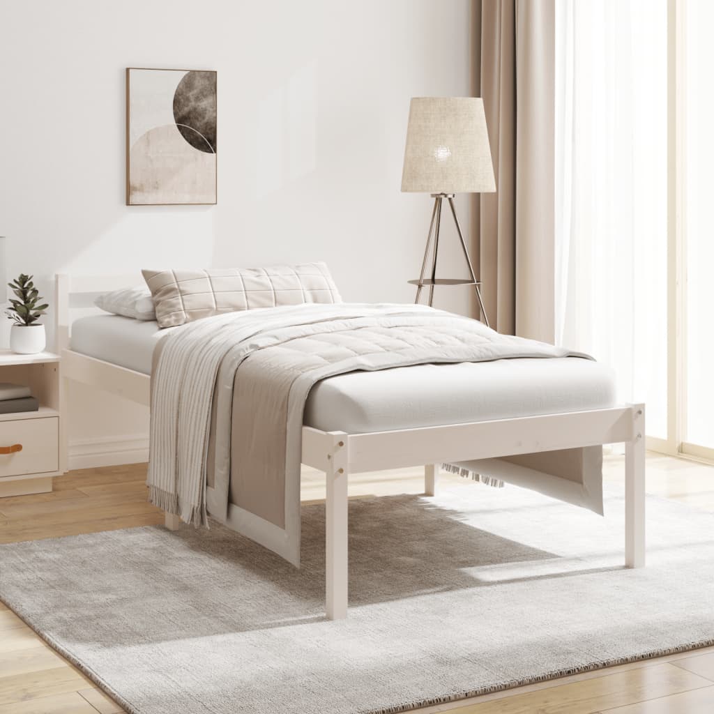 Seniorenbett Weiß 75x190 cm Massivholz Kiefer