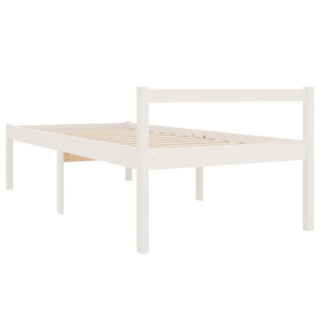 Seniorenbett Weiß 90x190 cm Massivholz Kiefer