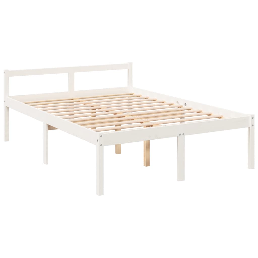 Seniorenbett Weiß 120x190 cm Massivholz Kiefer