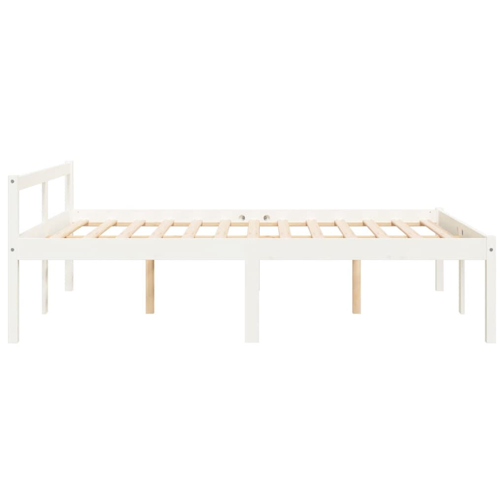 Seniorenbett Weiß 120x190 cm Massivholz Kiefer