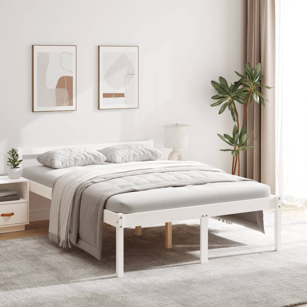 Seniorenbett Weiß 120x190 cm Massivholz Kiefer