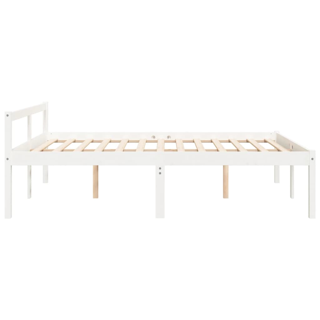 Seniorenbett Weiß 150x200 cm Massivholz Kiefer