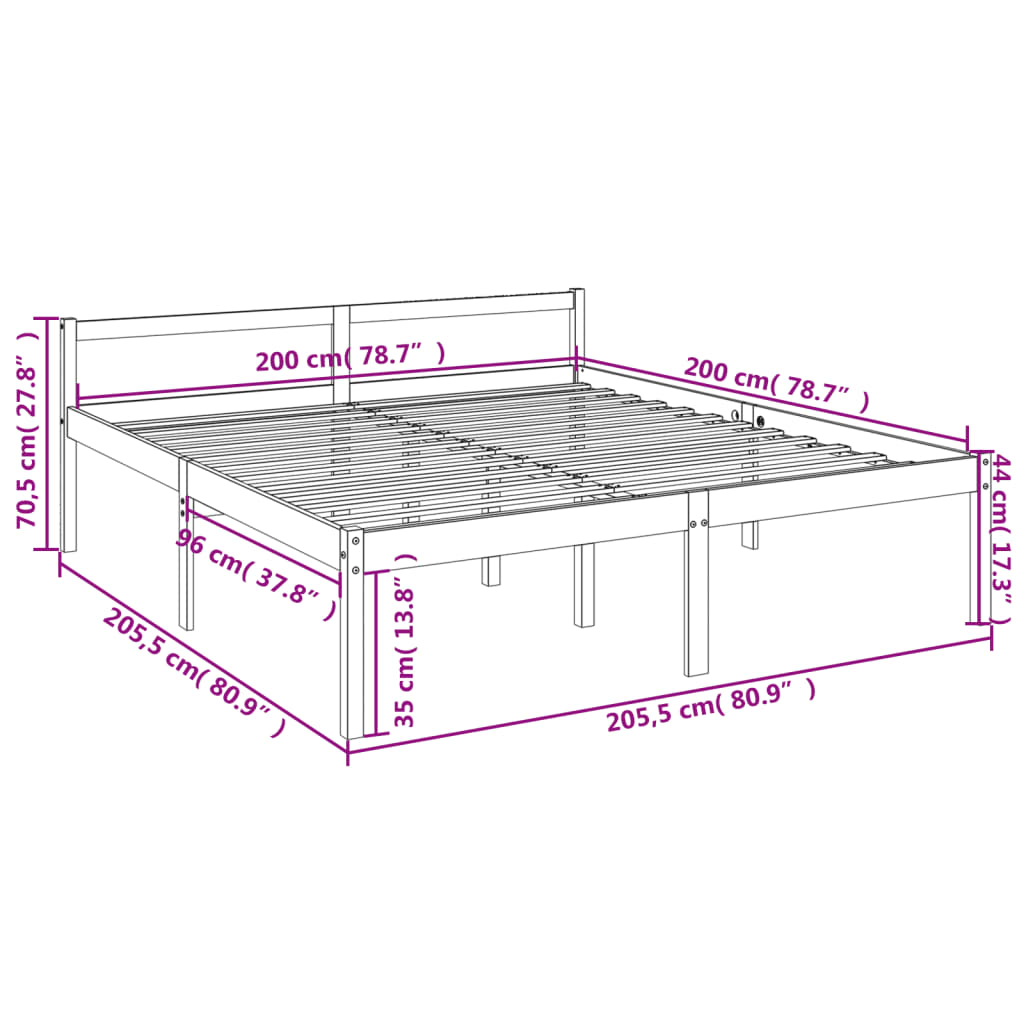 Seniorenbett 200x200 cm Massivholz Kiefer