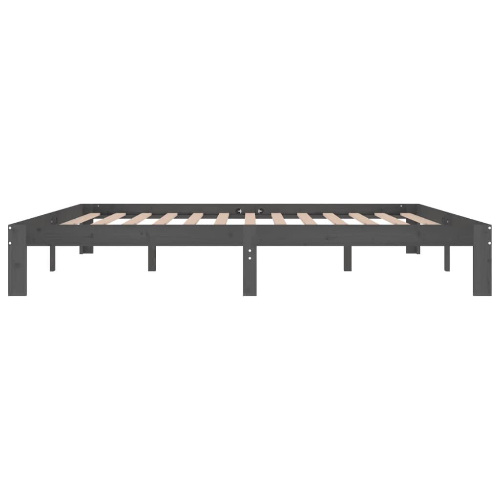 Massivholzbett Grau Kiefer 200x200 cm
