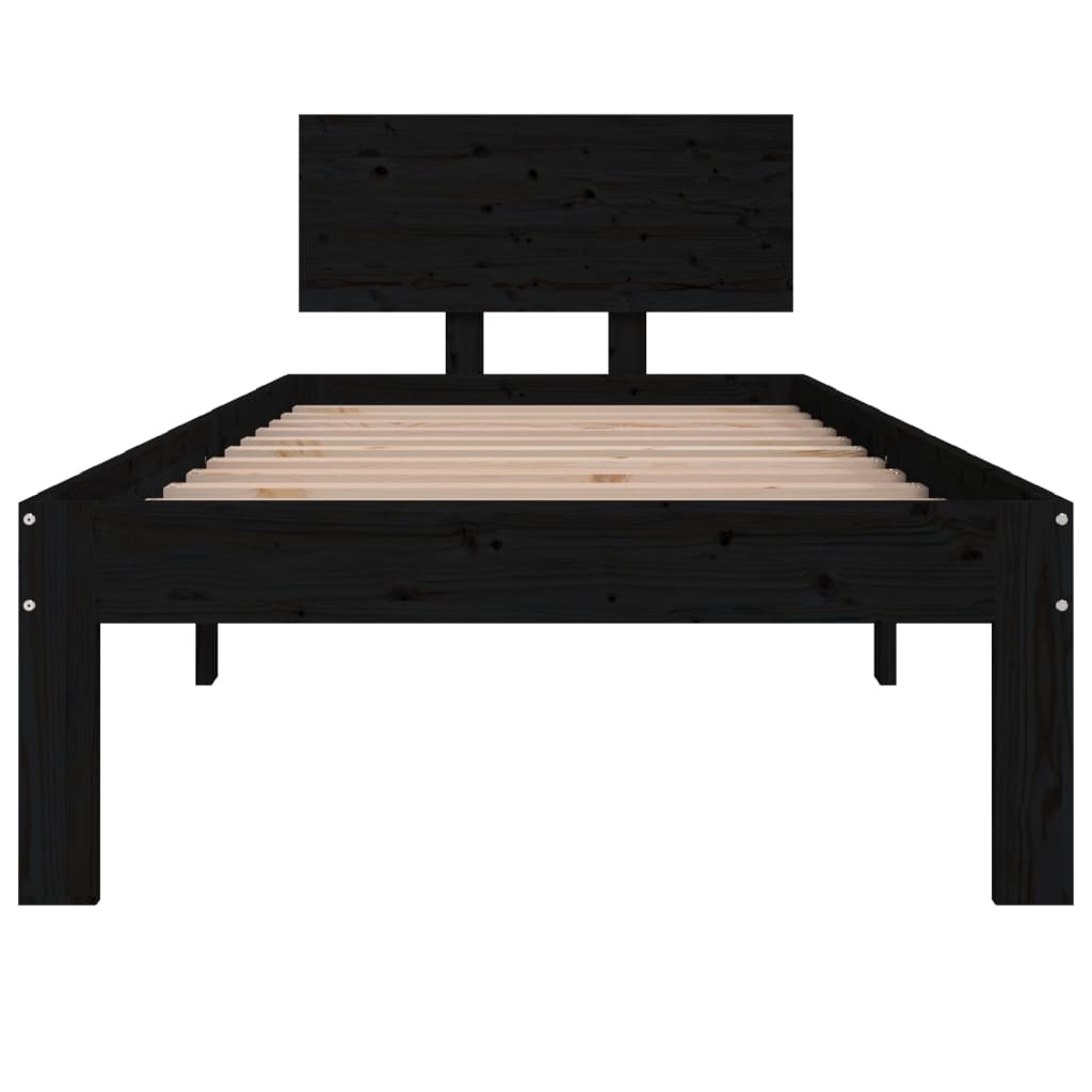 Massivholzbett Schwarz 75x190 cm