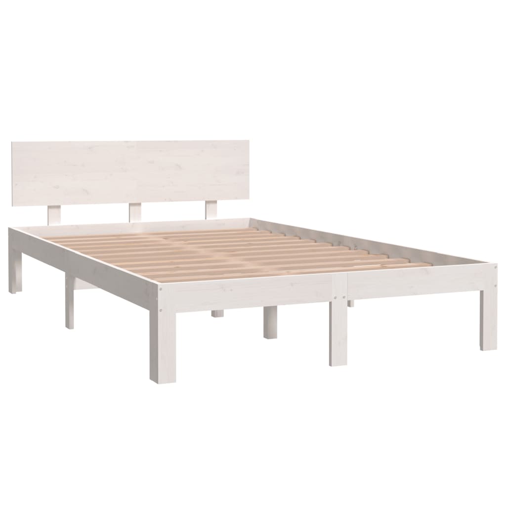 Massivholzbett ohne Matratze Weiß 120x200 cm Kiefernholz