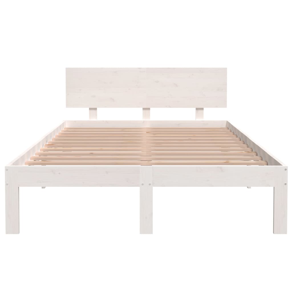 Massivholzbett ohne Matratze Weiß 120x200 cm Kiefernholz