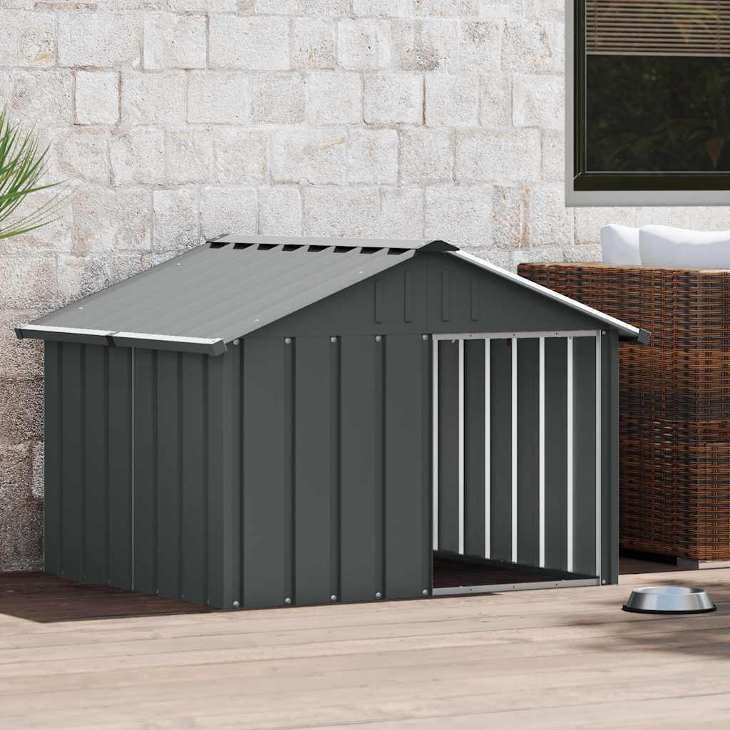 Hundehütte Anthrazit 116,5x103x81,5 cm Verzinkter Stahl
