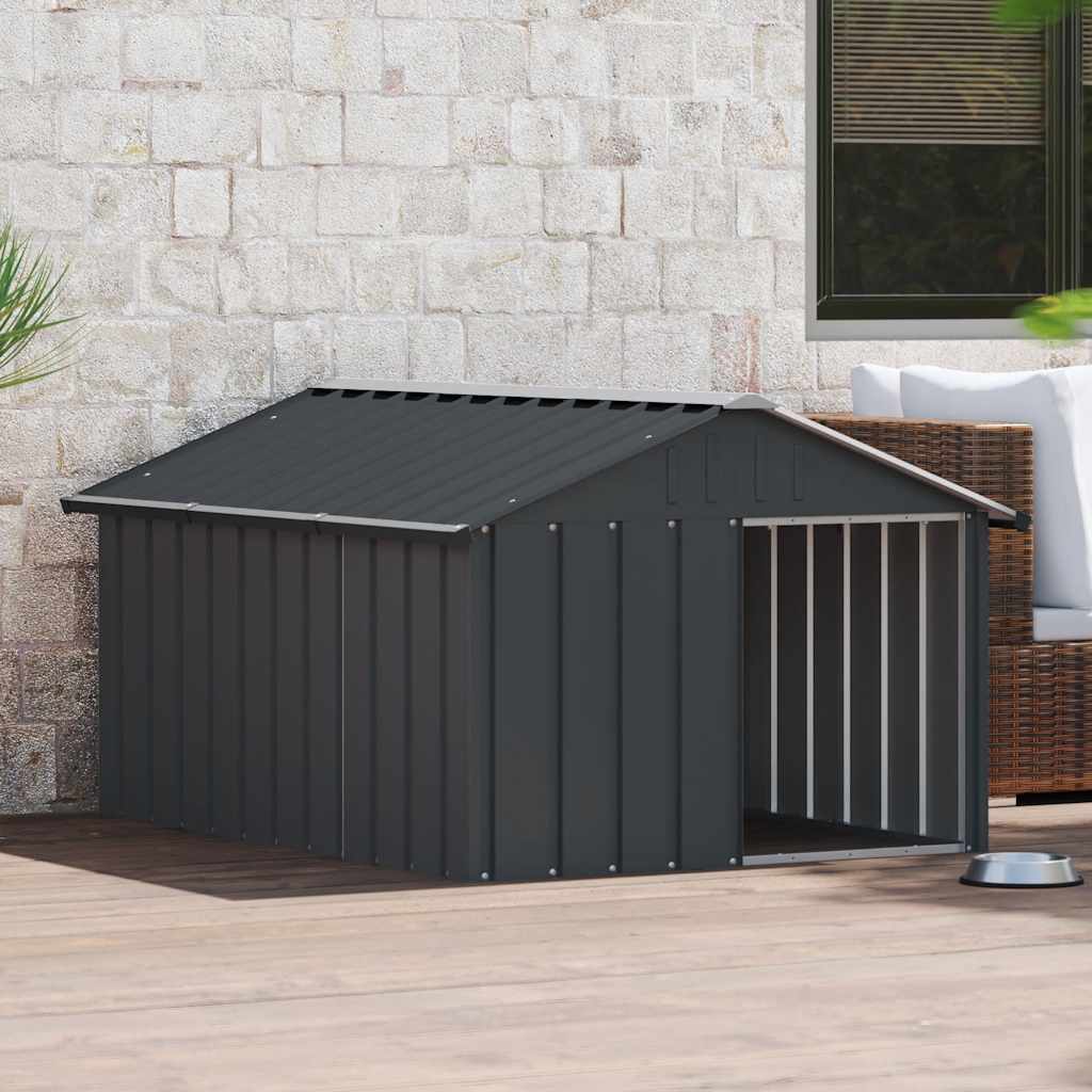 Hundehütte Anthrazit 116,5x153x81,5 cm Verzinkter Stahl