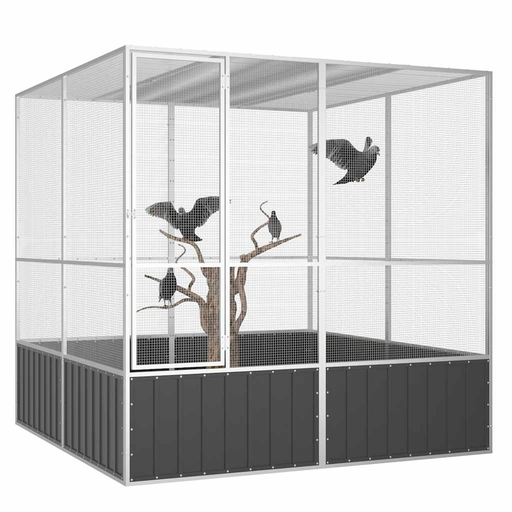 Vogelkäfig Anthrazit 213,5x217,5x211,5 cm Verzinkter Stahl