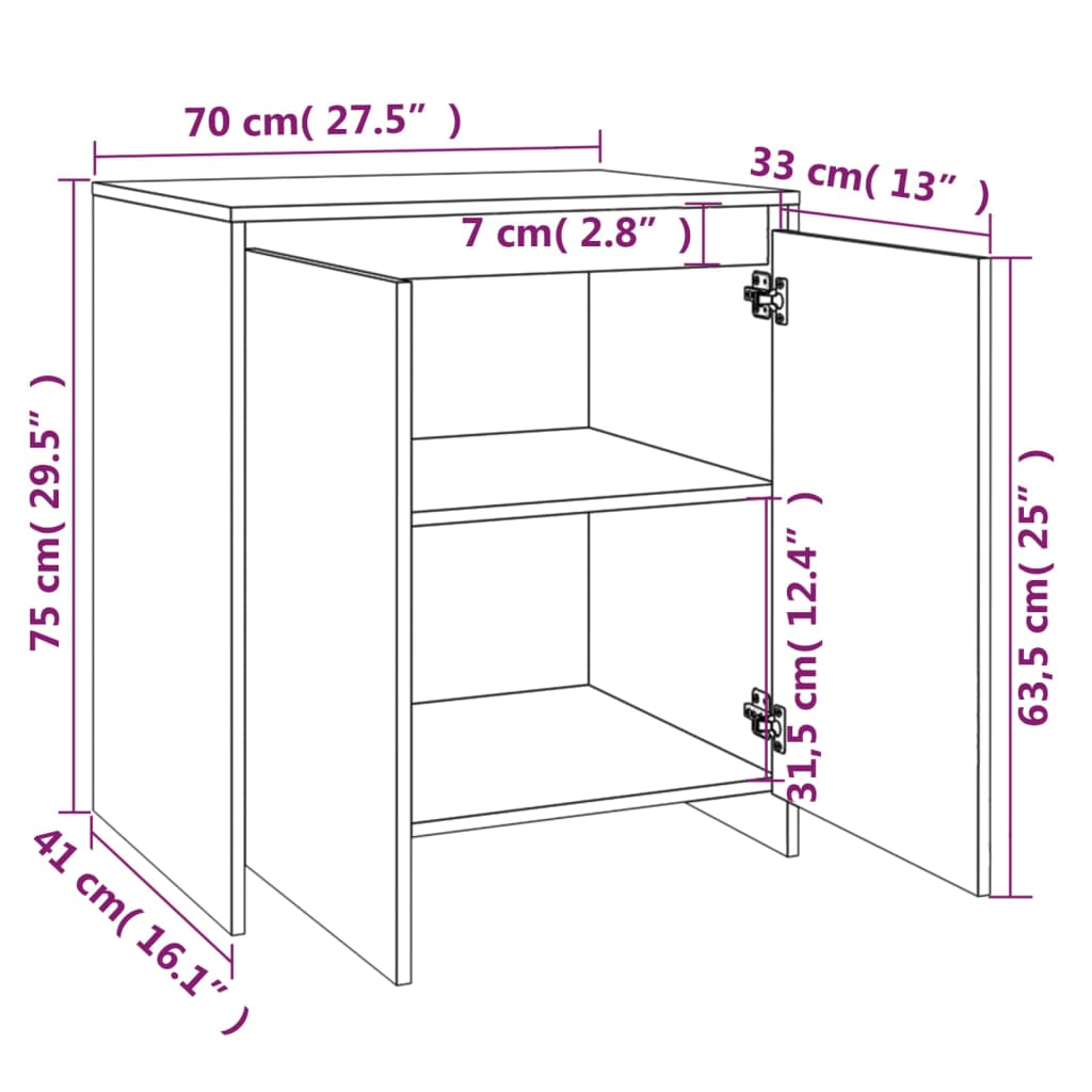 2-tlg. Sideboard Betongrau Holzwerkstoff