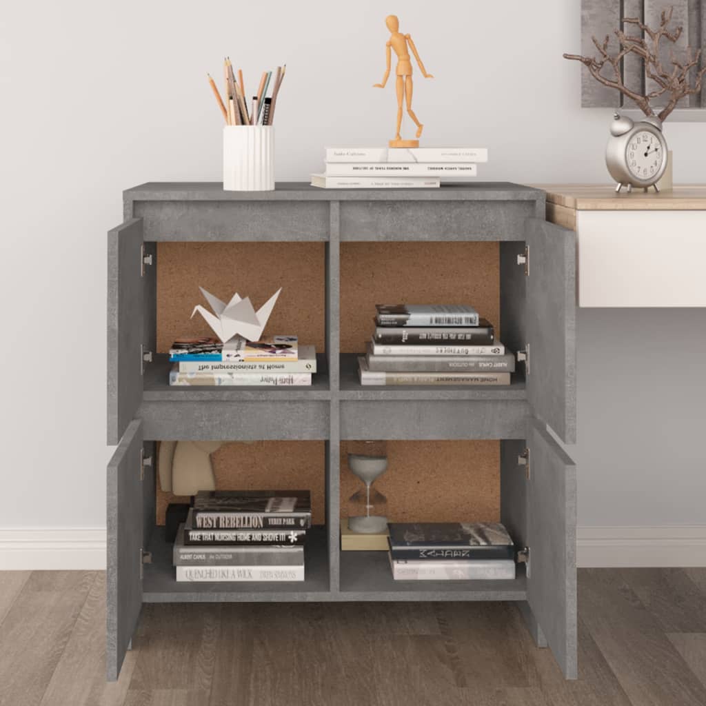 Sideboards 2 Stk. Betongrau 70x41x75 cm Holzwerkstoff