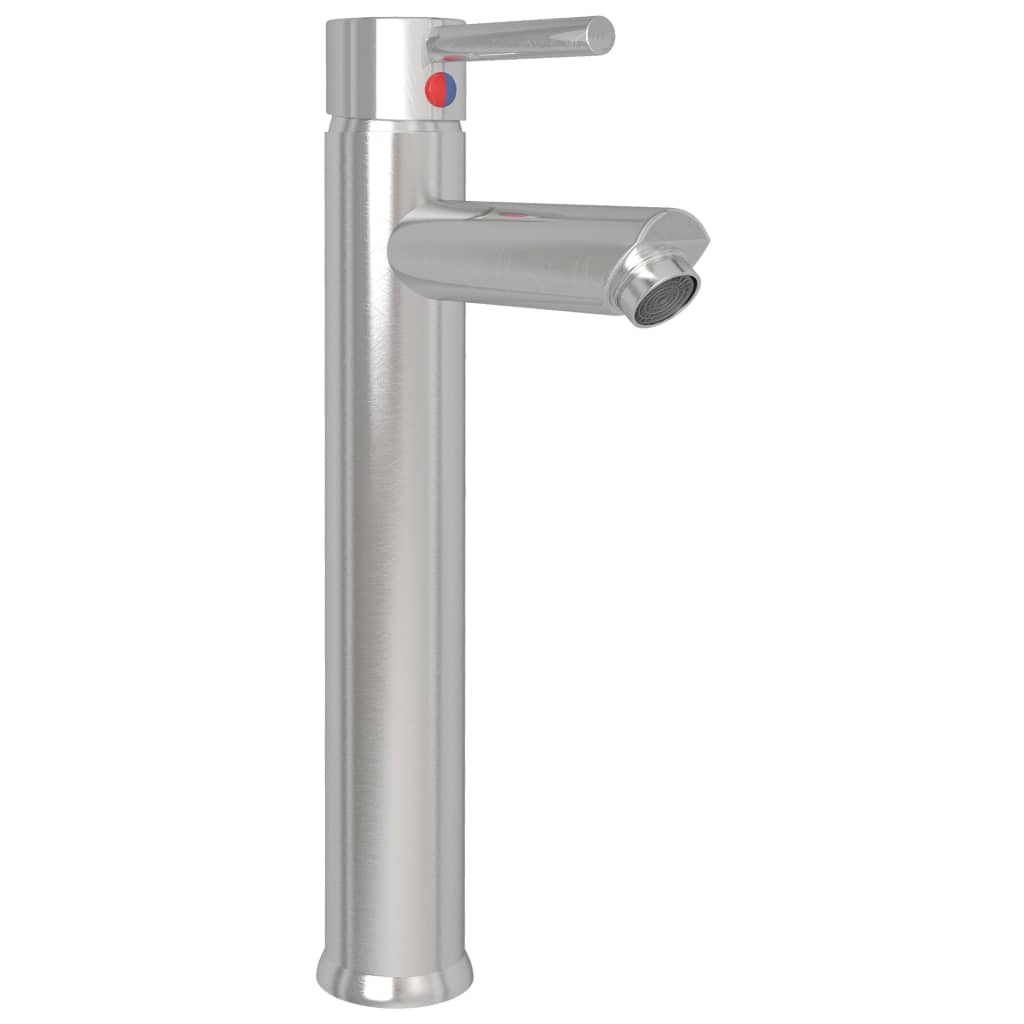 Waschbecken mit Wasserhahn und Ablaufgarnitur aus gehärtetem