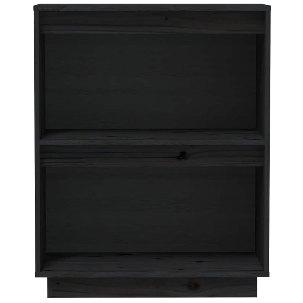 Beistellschrank Schwarz 60x34x75 cm Massivholz Kiefer