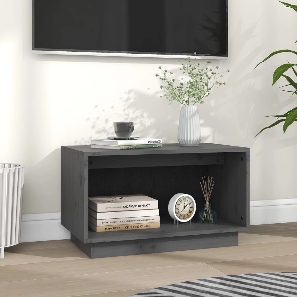 TV-Schrank Grau 60x35x35 cm Massivholz Kiefer