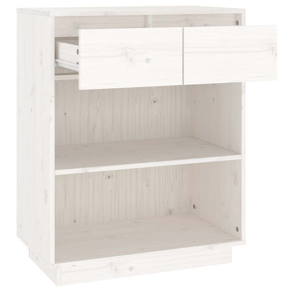 Beistellschrank Weiß 60x34x75 cm Massivholz Kiefer