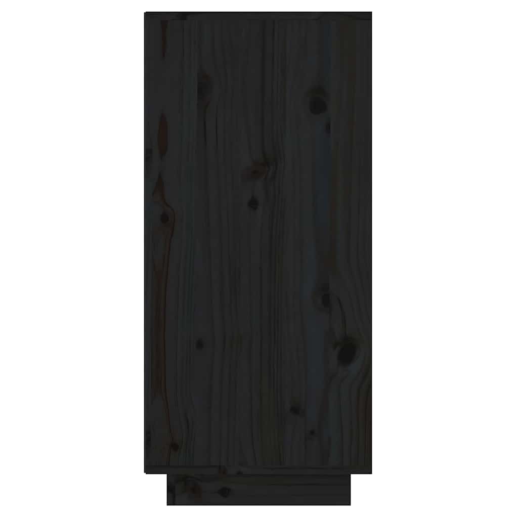 Beistellschrank Schwarz 60x34x75 cm Massivholz Kiefer