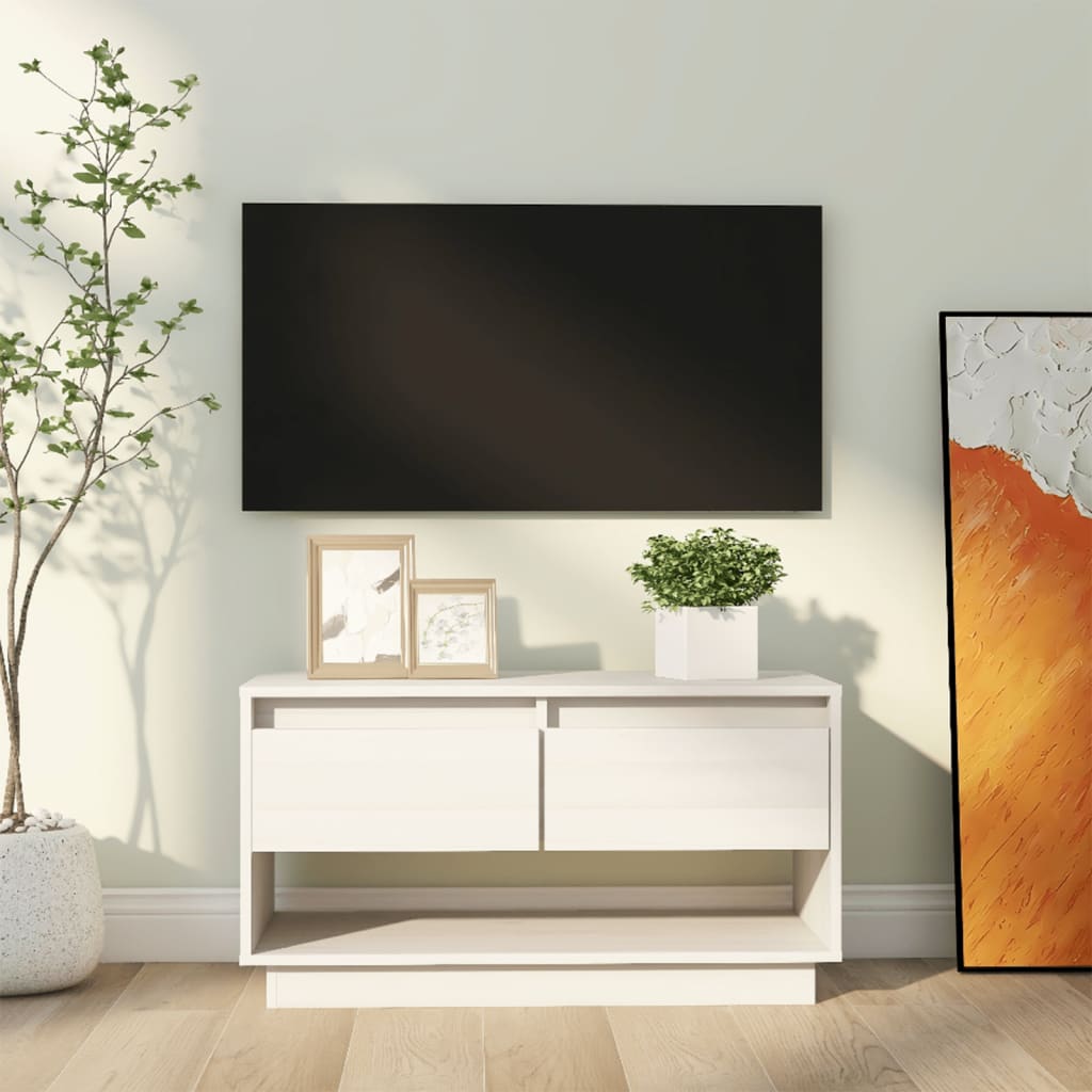 TV-Schrank Weiß 74x34x40 cm Massivholz Kiefer