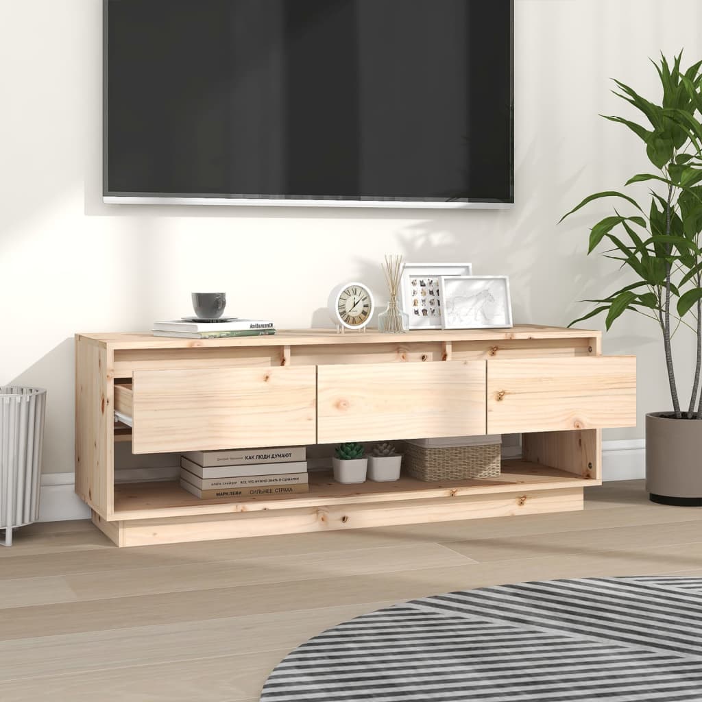 TV-Schrank 110,5x34x40 cm Massivholz Kiefer