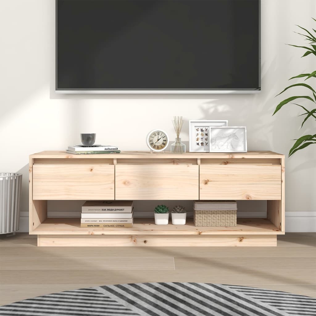 TV-Schrank 110,5x34x40 cm Massivholz Kiefer