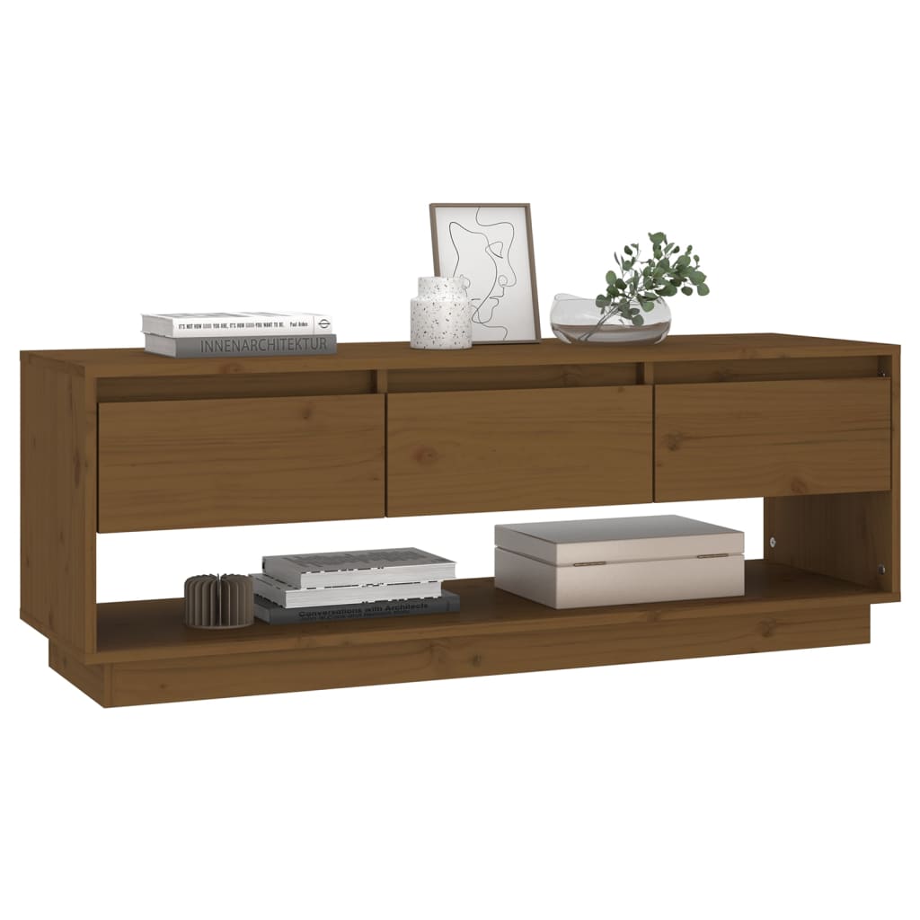TV-Schrank Honigbraun 110,5x34x40 cm Massivholz Kiefer