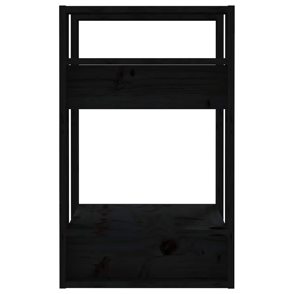 Bücherregal/Raumteiler Schwarz 41x35x57 cm Massivholz Kiefer