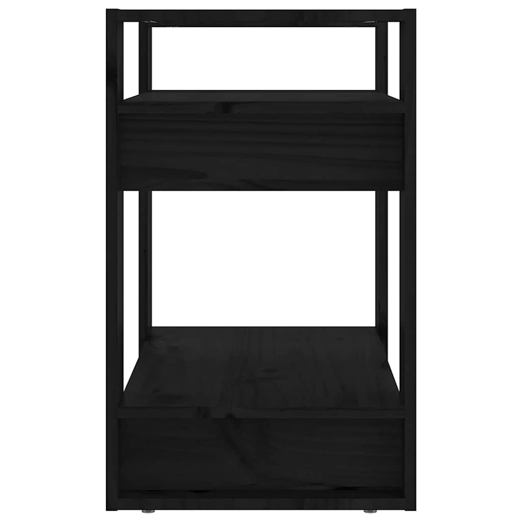Bücherregal/Raumteiler Schwarz 60x35x57 cm Massivholz Kiefer