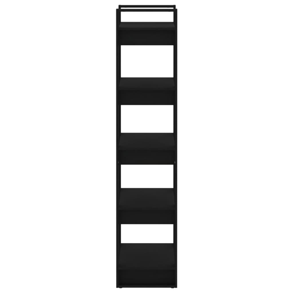 Bücherregal/Raumteiler Schwarz 60x35x160 cm Massivholz