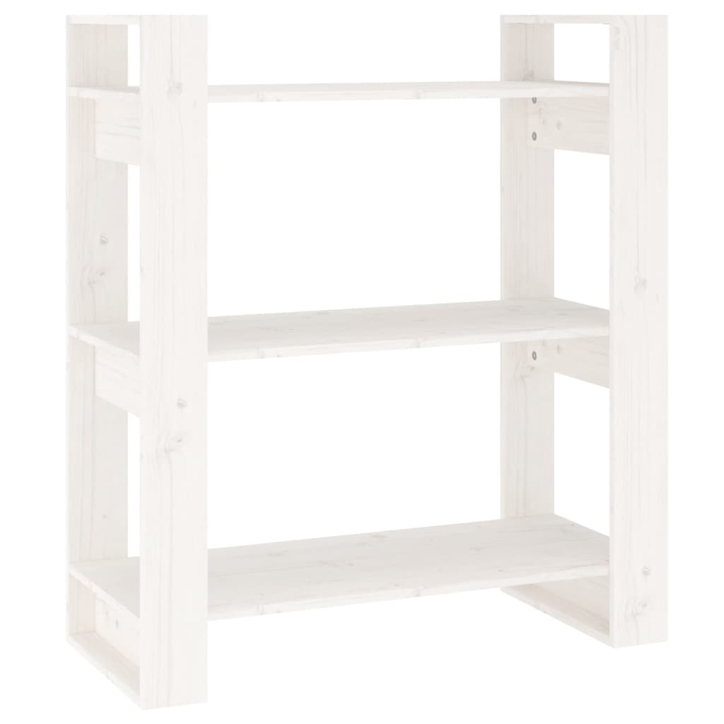Bücherregal/Raumteiler Weiß 80x35x91 cm Massivholz Kiefer