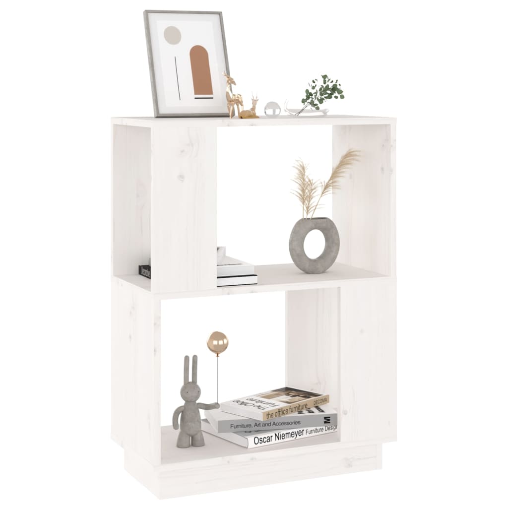 Bücherregal/Raumteiler Weiß 51x25x70 cm Massivholz Kiefer