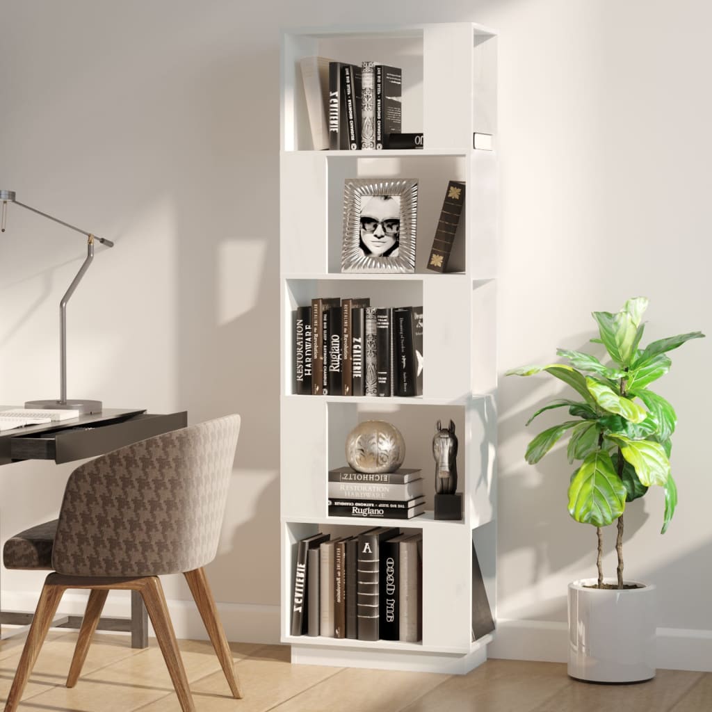 Bücherregal/Raumteiler Weiß 51x25x163,5 cm Massivholz Kiefer