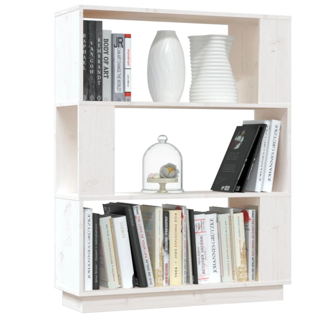 Bücherregal/Raumteiler Weiß 80x25x101 cm Massivholz Kiefer