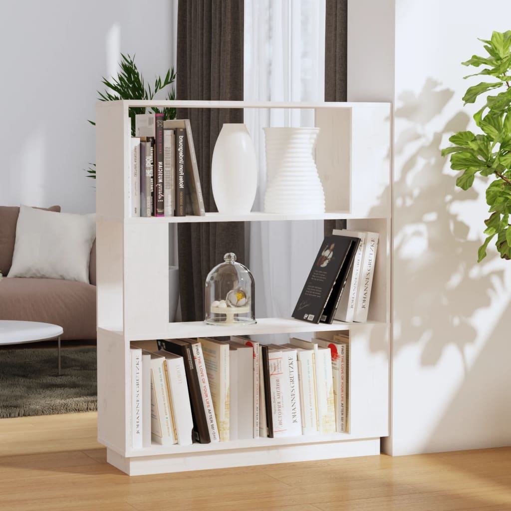 Bücherregal/Raumteiler Weiß 80x25x101 cm Massivholz Kiefer