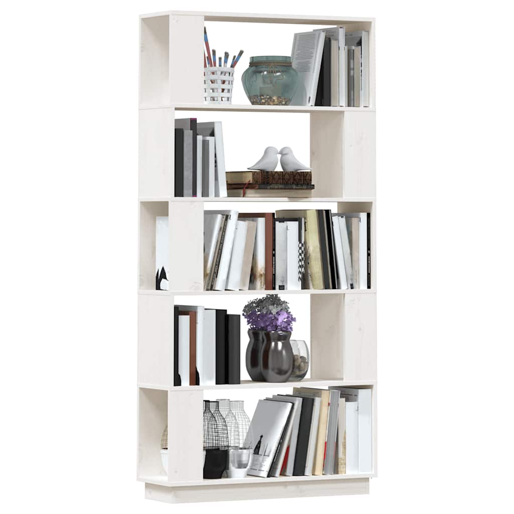 Bücherregal/Raumteiler Weiß 80x25x163,5 cm Massivholz Kiefer